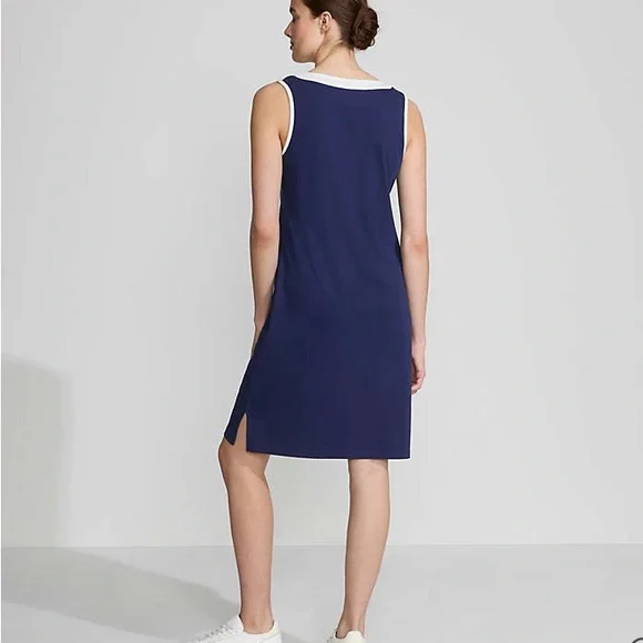 Lands End Navy Cotton Dress M NEW - Picture 2 of 7